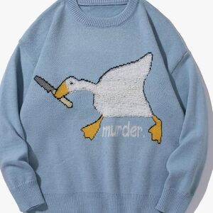 Men's Light Blue Graphic Crewneck Sweater